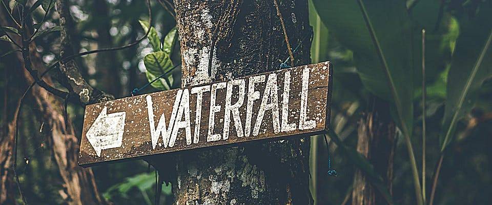 waterfall arrow pointing to roof leak around vent pipe