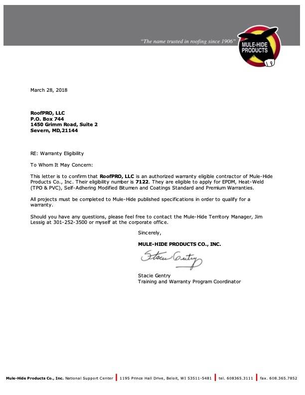 roofpro certification mulehide